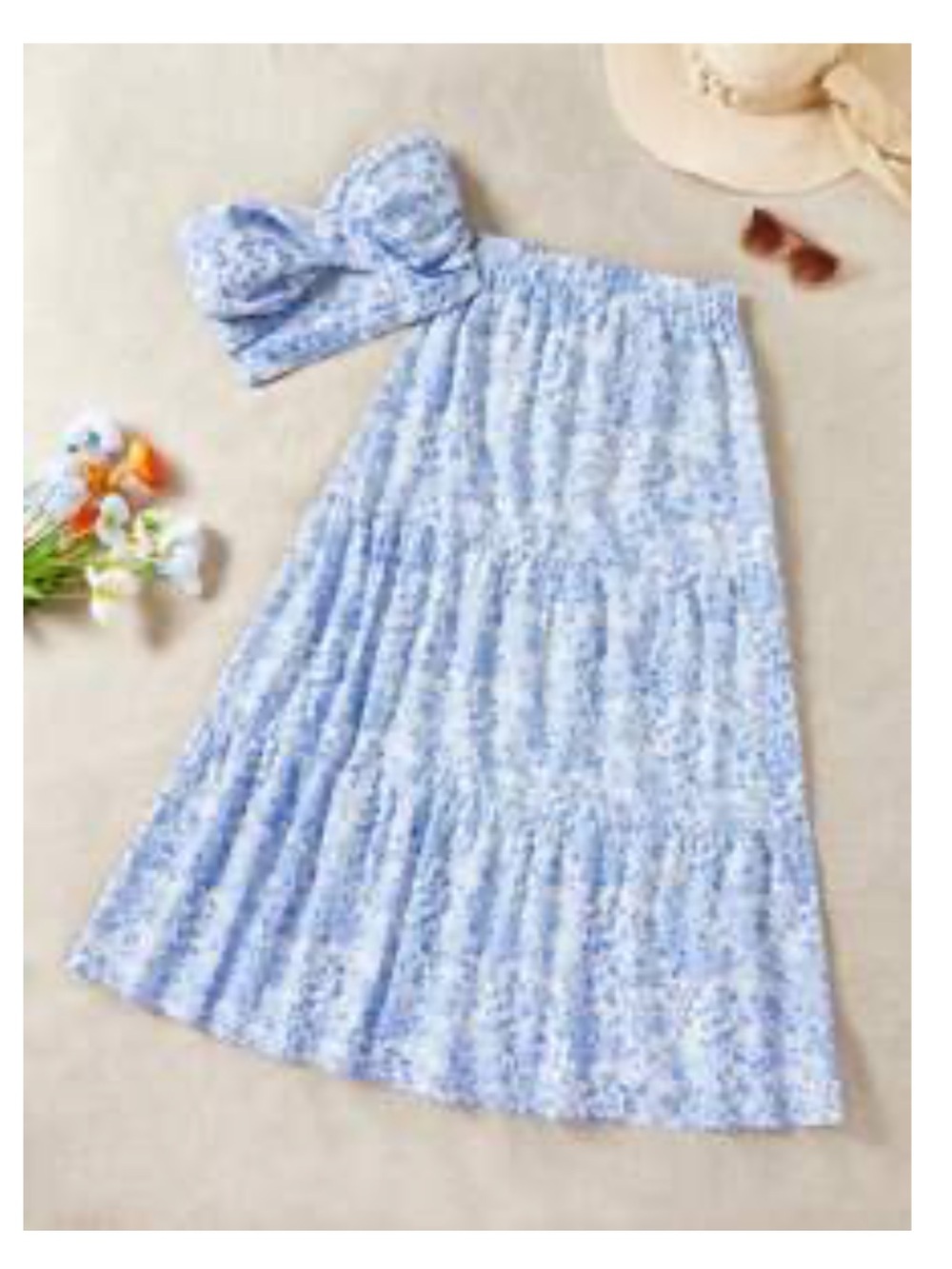 Blue and White Floral Tiered Matching Set